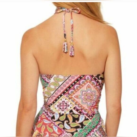 Bleu Rod Swim Set Beattie Patchwork Paisley Bandeau Halter Tankini Size 10 - Picture 2 of 10